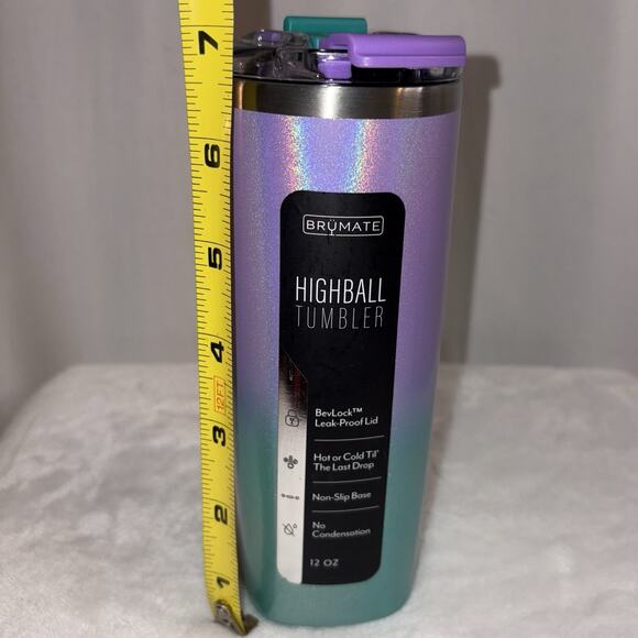 Brumate 12oz Highball Tumbler Glitter Mermaid Pattern Hot Cold Tumbler NWT - Picture 7 of 8